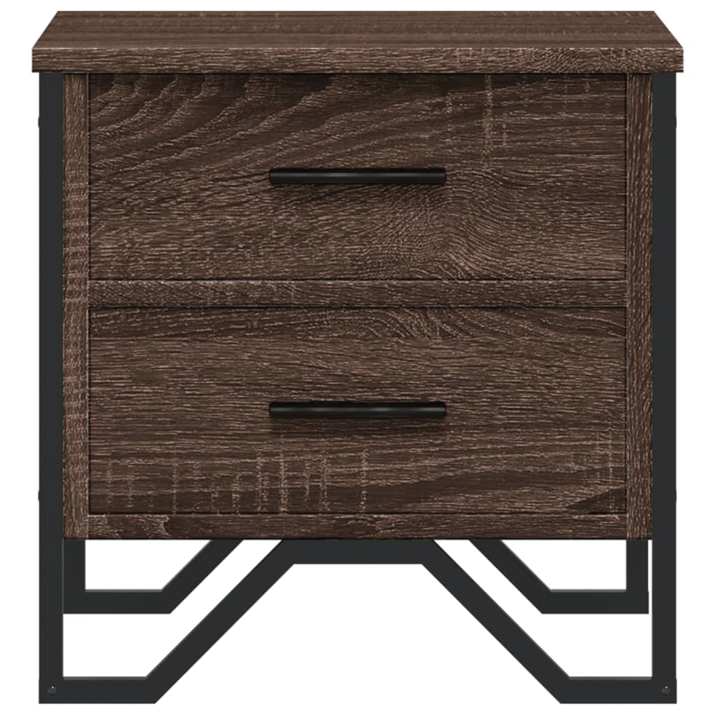Nachtkastje Kiki - bewerkt hout - Bruin eiken
