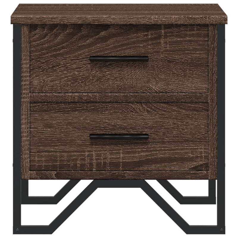 Nachtkastje Kiki - bewerkt hout - Bruin eiken