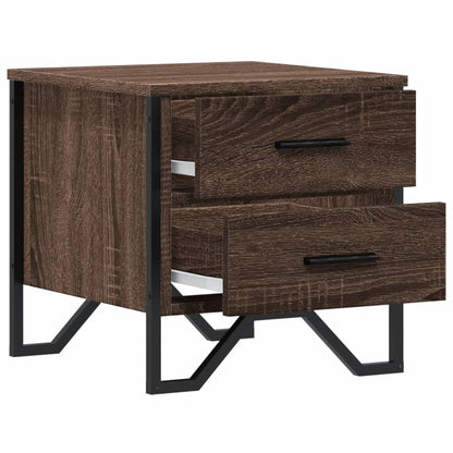 Nachtkastje Kiki - bewerkt hout - Bruin eiken