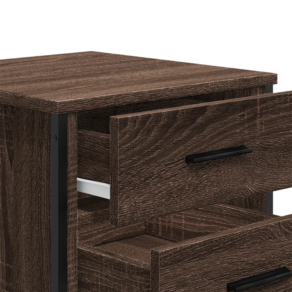 Nachtkastje Kiki - bewerkt hout - Bruin eiken