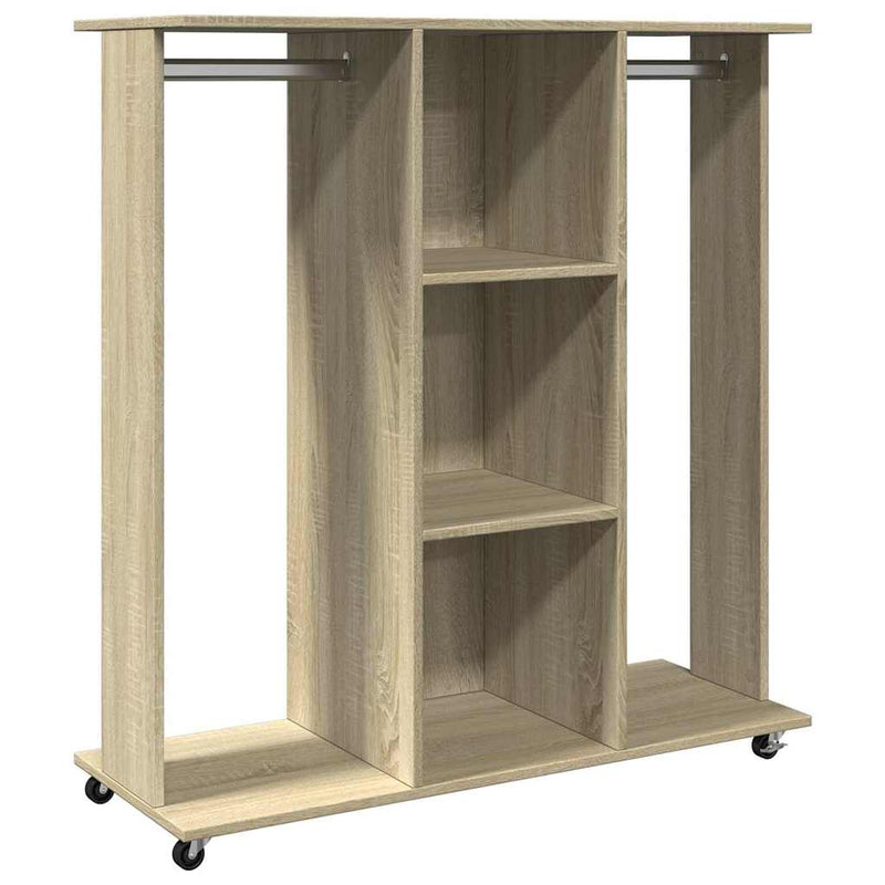 Kledingkast Met Wielen 102X38X110 Cm Bewerkt Hout – extra afbeelding