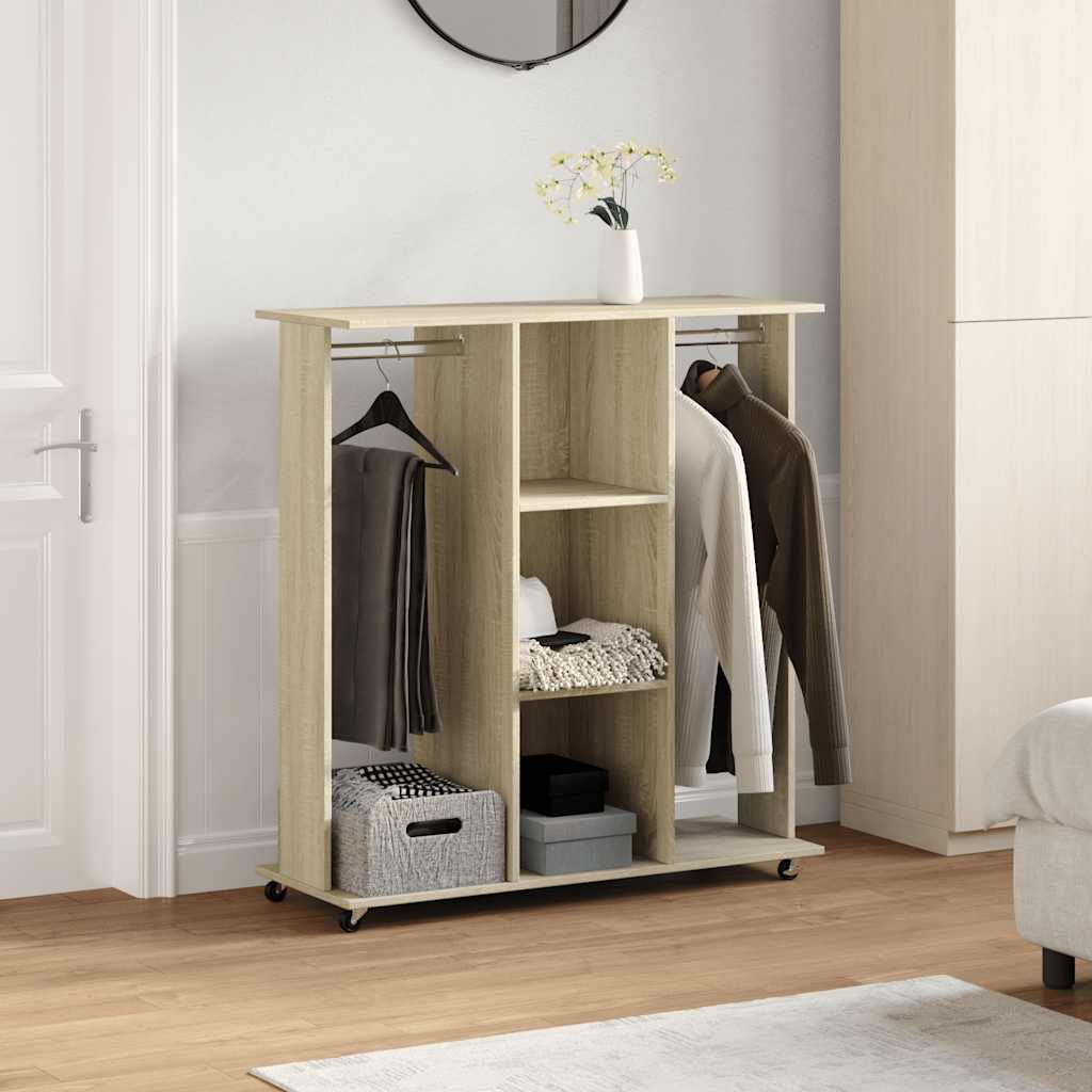 Kledingkast Met Wielen 102X38X110 Cm Bewerkt Hout