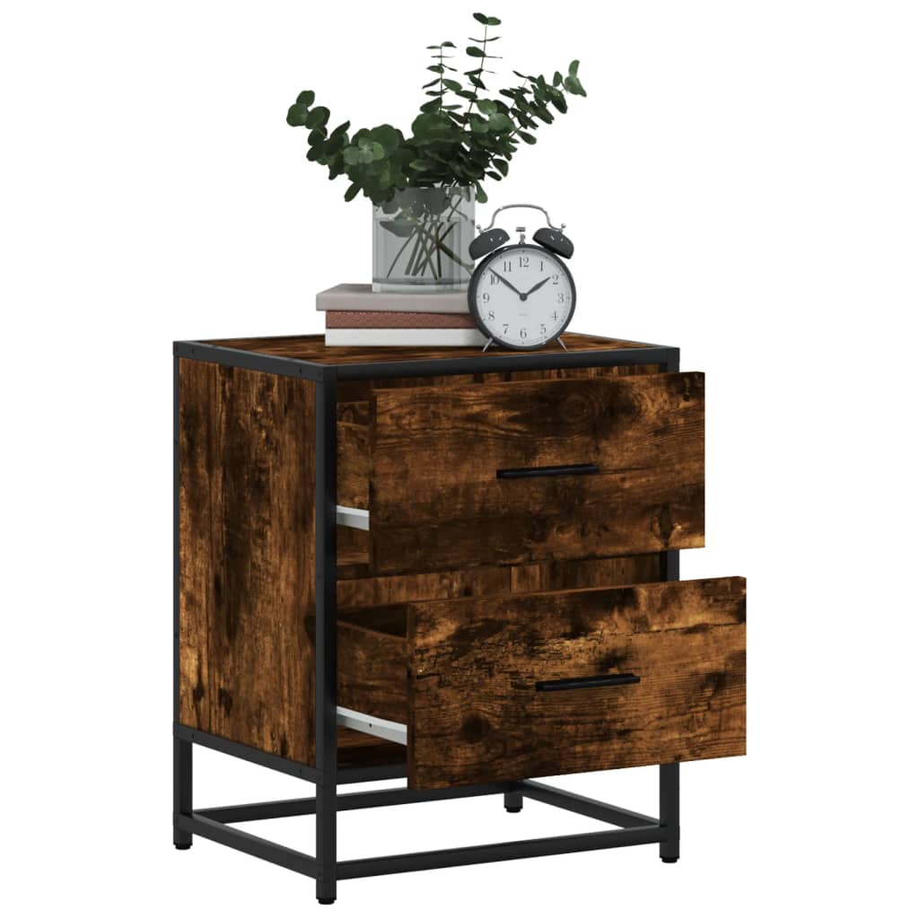 Nachtkastje Colette - bewerkt hout - gerookt eiken