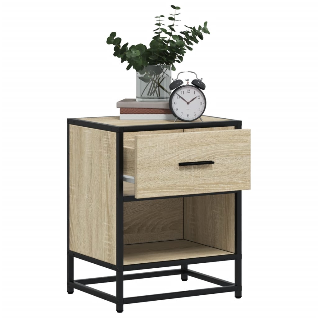Nachtkastje Noémie - bewerkt hout - sonoma eiken