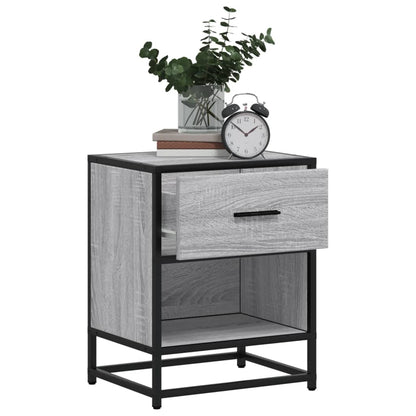 Nachtkastje Noémie - bewerkt hout - grijs sonoma