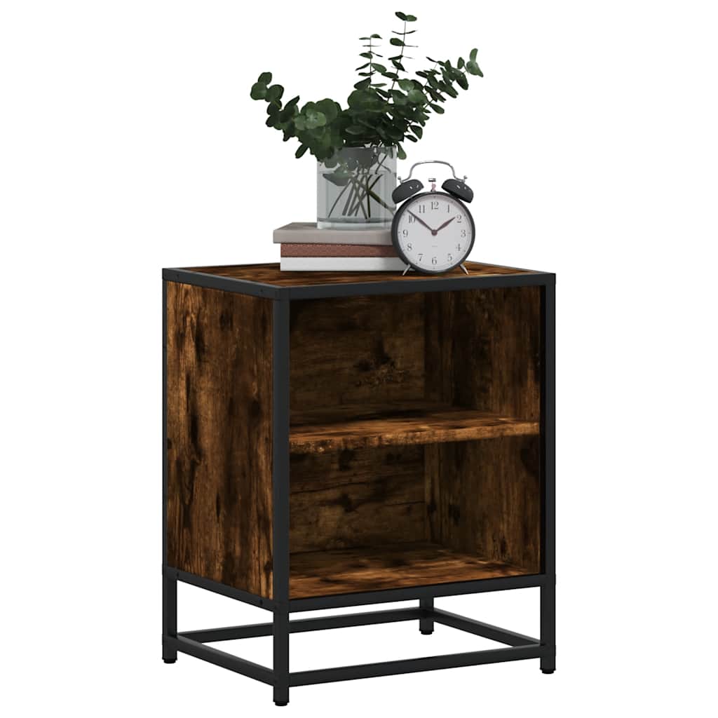 Nachtkastje Vivienne - bewerkt hout en metaal - gerookt eiken