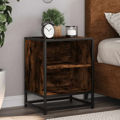 Nachtkastje Vivienne - bewerkt hout en metaal - gerookt eiken