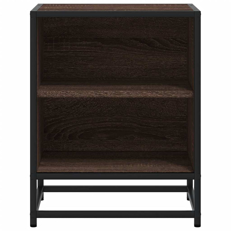 Nachtkastje Vivienne - bewerkt hout en metaal - bruin eiken