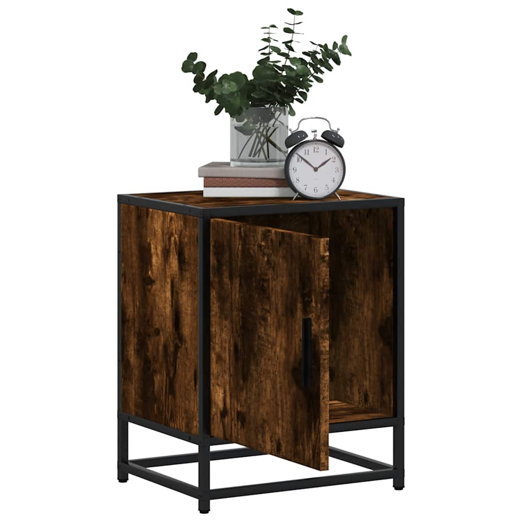 Nachtkastje Josephine - bewerkt hout en metaal - gerookt eiken