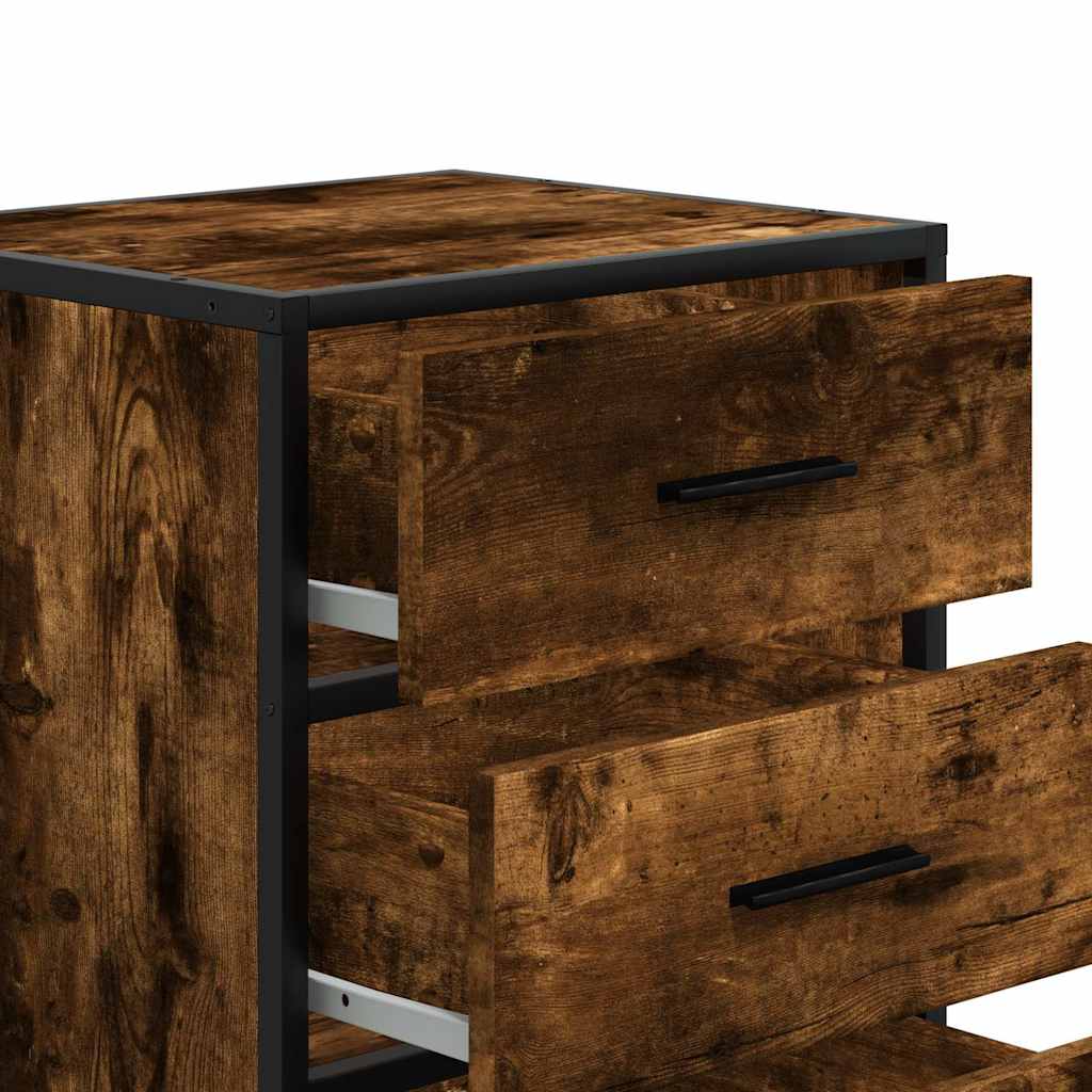 Nachtkastje Celine - bewerkt hout en metaal - gerookt eiken