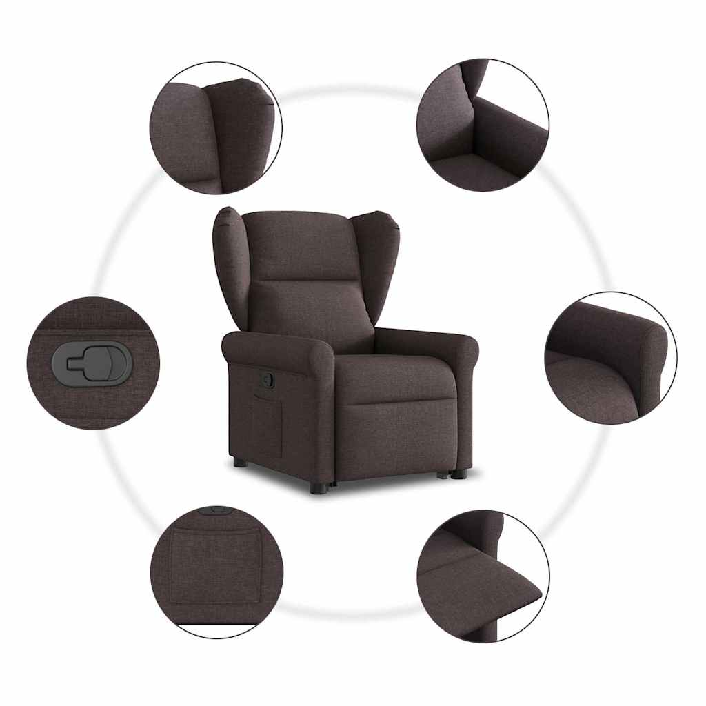 Fauteuil Lien - stof - verstelbaar - donkerbruin