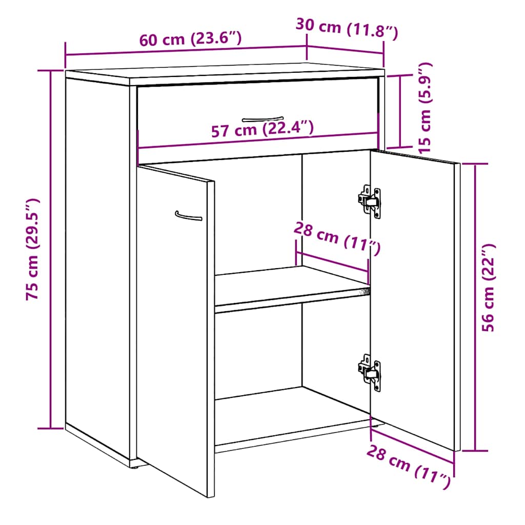 Dressoir Laurent - bewerkt hout - oud hout