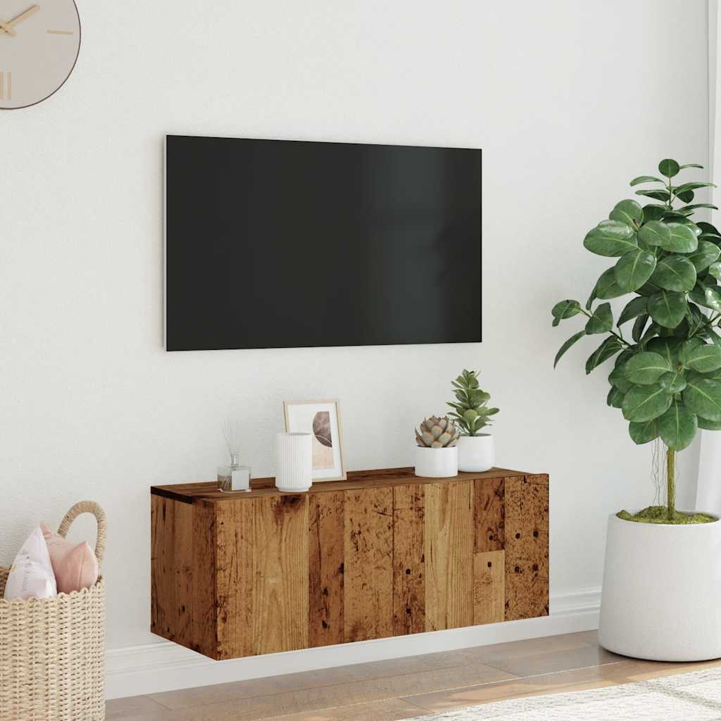 Tv-meubel Hidde - 80x30x30 cm - wandmeubel - oud hout
