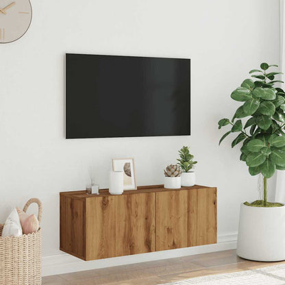 Tv-meubel Hidde - 80x30x30 cm - wandmeubel - artisanaal eiken