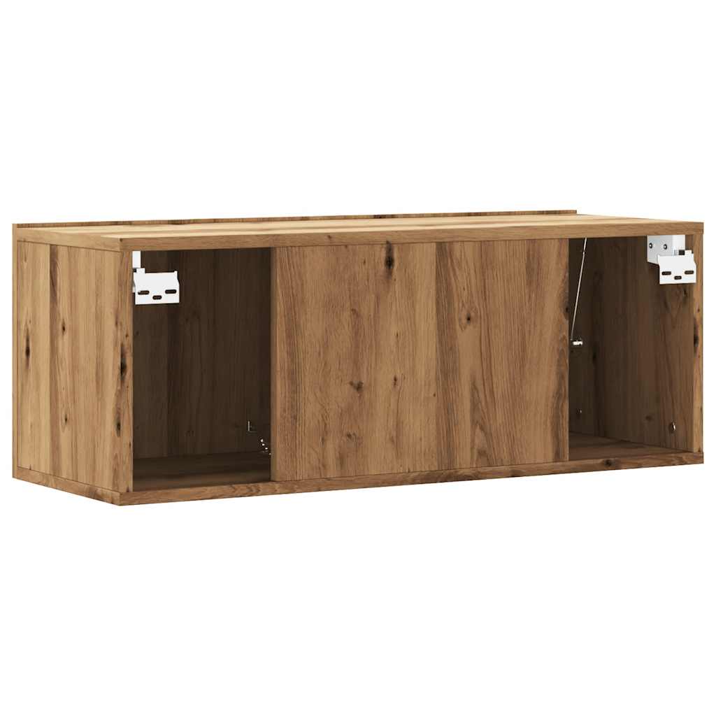Tv-meubel Hidde - 80x30x30 cm - wandmeubel - artisanaal eiken