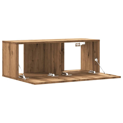 Tv-meubel Hidde - 80x30x30 cm - wandmeubel - artisanaal eiken