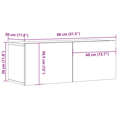 Tv-meubel Hidde - 80x30x30 cm - wandmeubel - artisanaal eiken