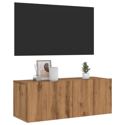 Tv-meubel Hidde - 80x30x30 cm - wandmeubel - artisanaal eiken