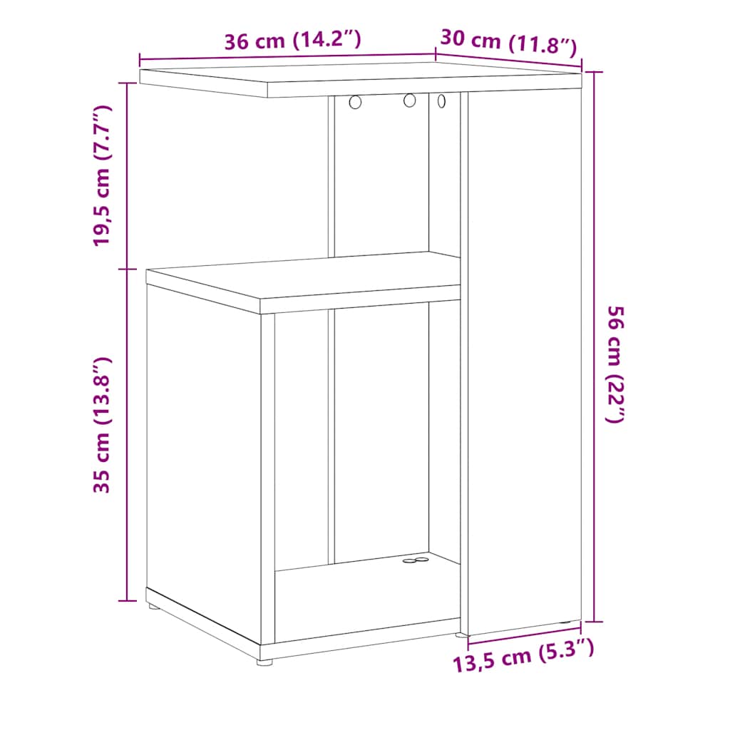 Bijzettafel Wesley - 36x30x56 cm - artisanaal eiken