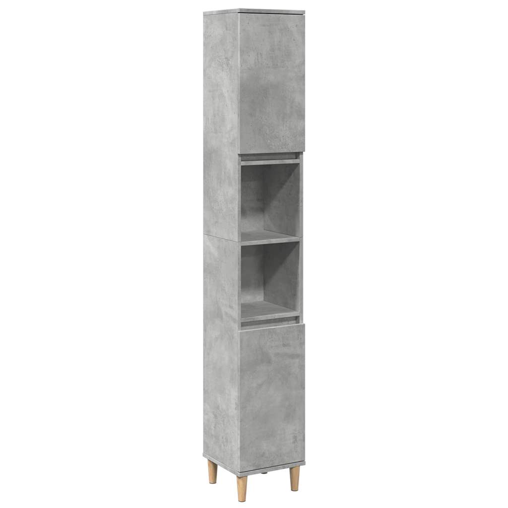 Kast Kevin - 30x30x190 cm - Bewerkt hout - betongrijs