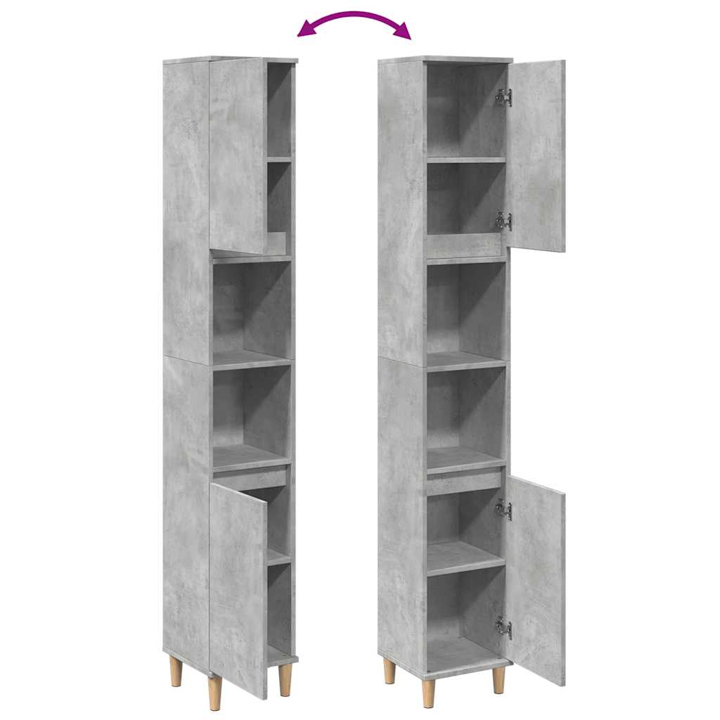 Kast Kevin - 30x30x190 cm - Bewerkt hout - betongrijs