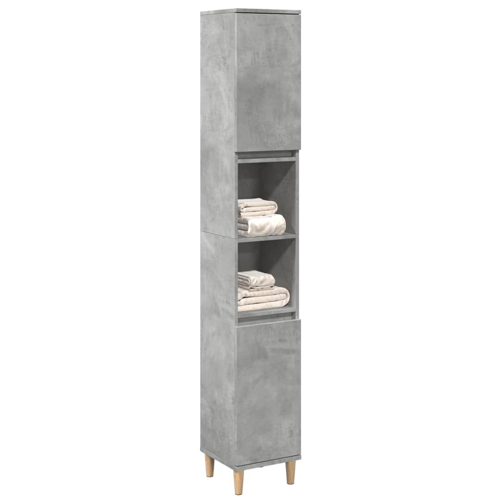 Kast Kevin - 30x30x190 cm - Bewerkt hout - betongrijs