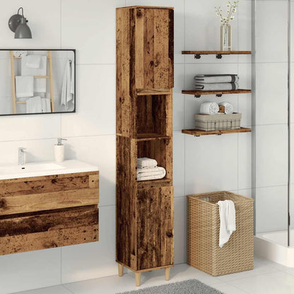 Kast Kevin - 30x30x190 cm - Bewerkt hout - oud hout