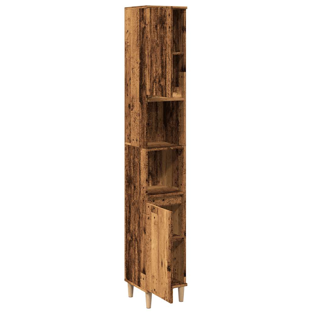 Kast Kevin - 30x30x190 cm - Bewerkt hout - oud hout