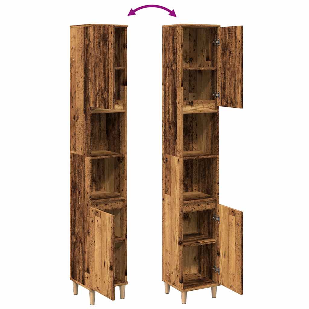Kast Kevin - 30x30x190 cm - Bewerkt hout - oud hout