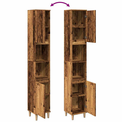 Kast Kevin - 30x30x190 cm - Bewerkt hout - oud hout