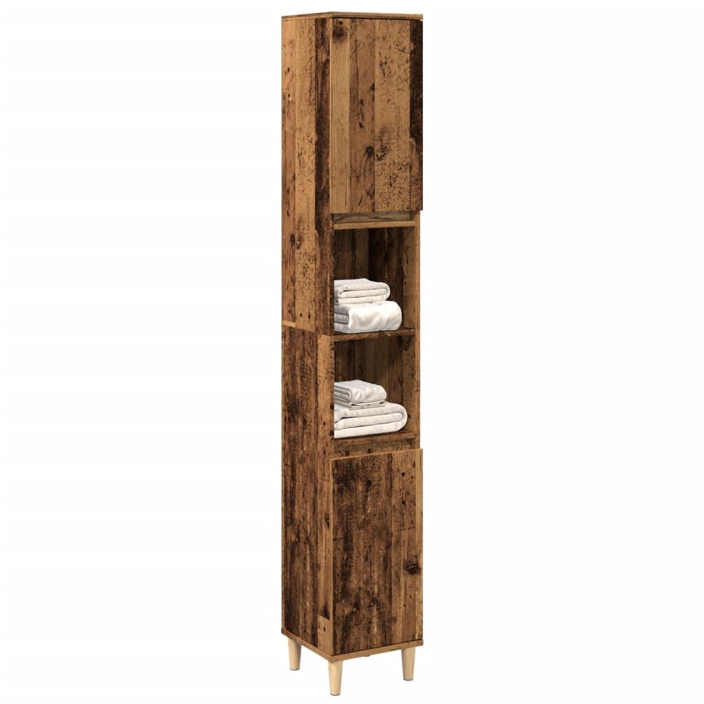 Kast Kevin - 30x30x190 cm - Bewerkt hout - oud hout