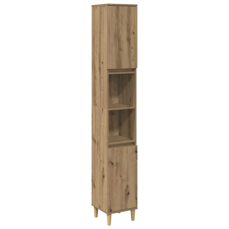 Kast Kevin - 30x30x190 cm - Bewerkt hout - artisanaal eikenkleurig – extra afbeelding