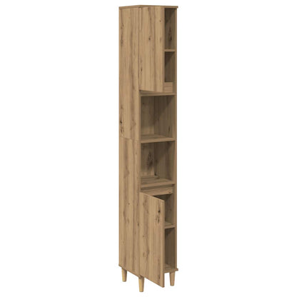 Kast Kevin - 30x30x190 cm - Bewerkt hout - artisanaal eikenkleurig