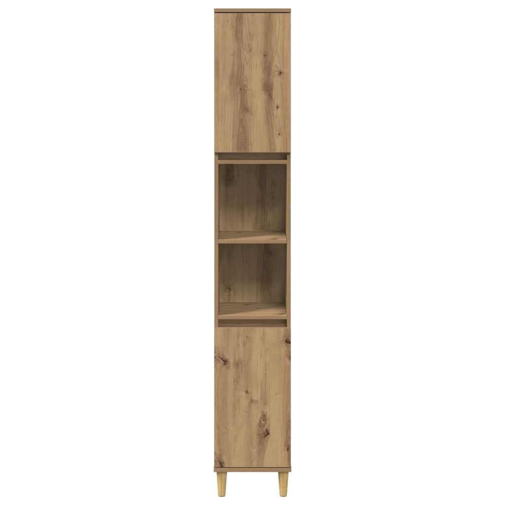 Kast Kevin - 30x30x190 cm - Bewerkt hout - artisanaal eikenkleurig