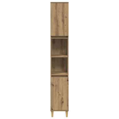 Kast Kevin - 30x30x190 cm - Bewerkt hout - artisanaal eikenkleurig
