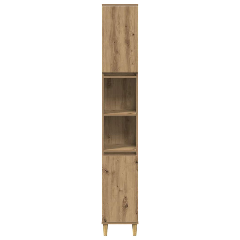 Kast Kevin - 30x30x190 cm - Bewerkt hout - artisanaal eikenkleurig