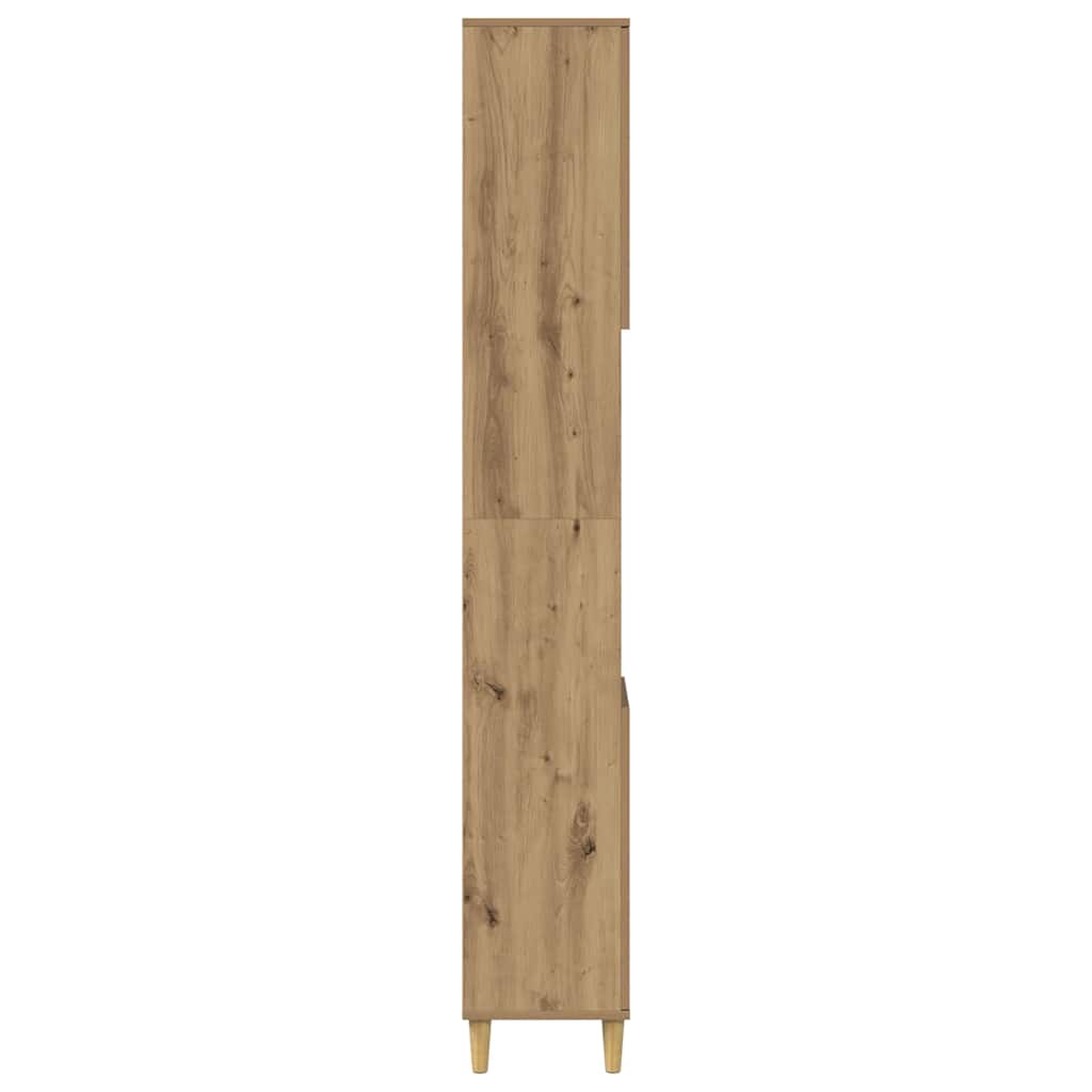 Kast Kevin - 30x30x190 cm - Bewerkt hout - artisanaal eikenkleurig