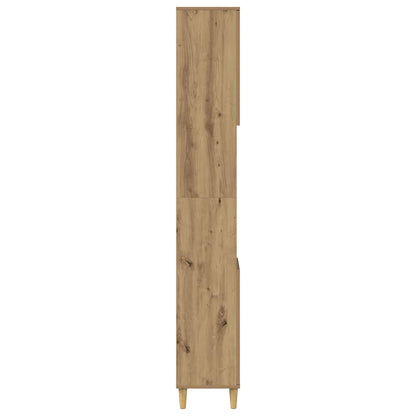 Kast Kevin - 30x30x190 cm - Bewerkt hout - artisanaal eikenkleurig