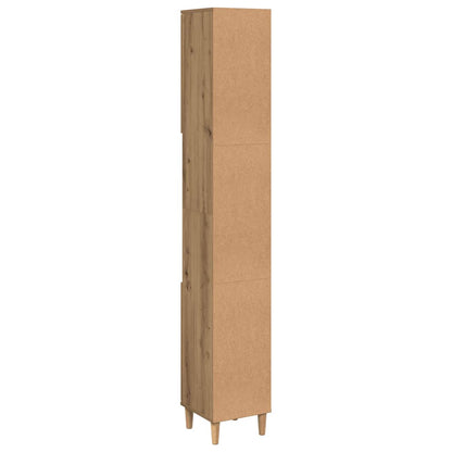 Kast Kevin - 30x30x190 cm - Bewerkt hout - artisanaal eikenkleurig