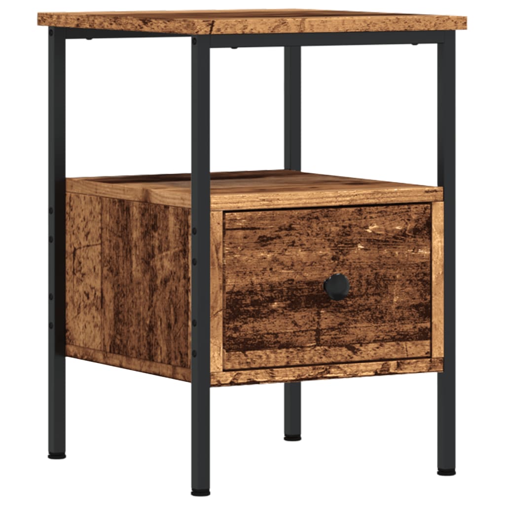 Nachtkastje Ellis - bewerkt hout - Oud hout