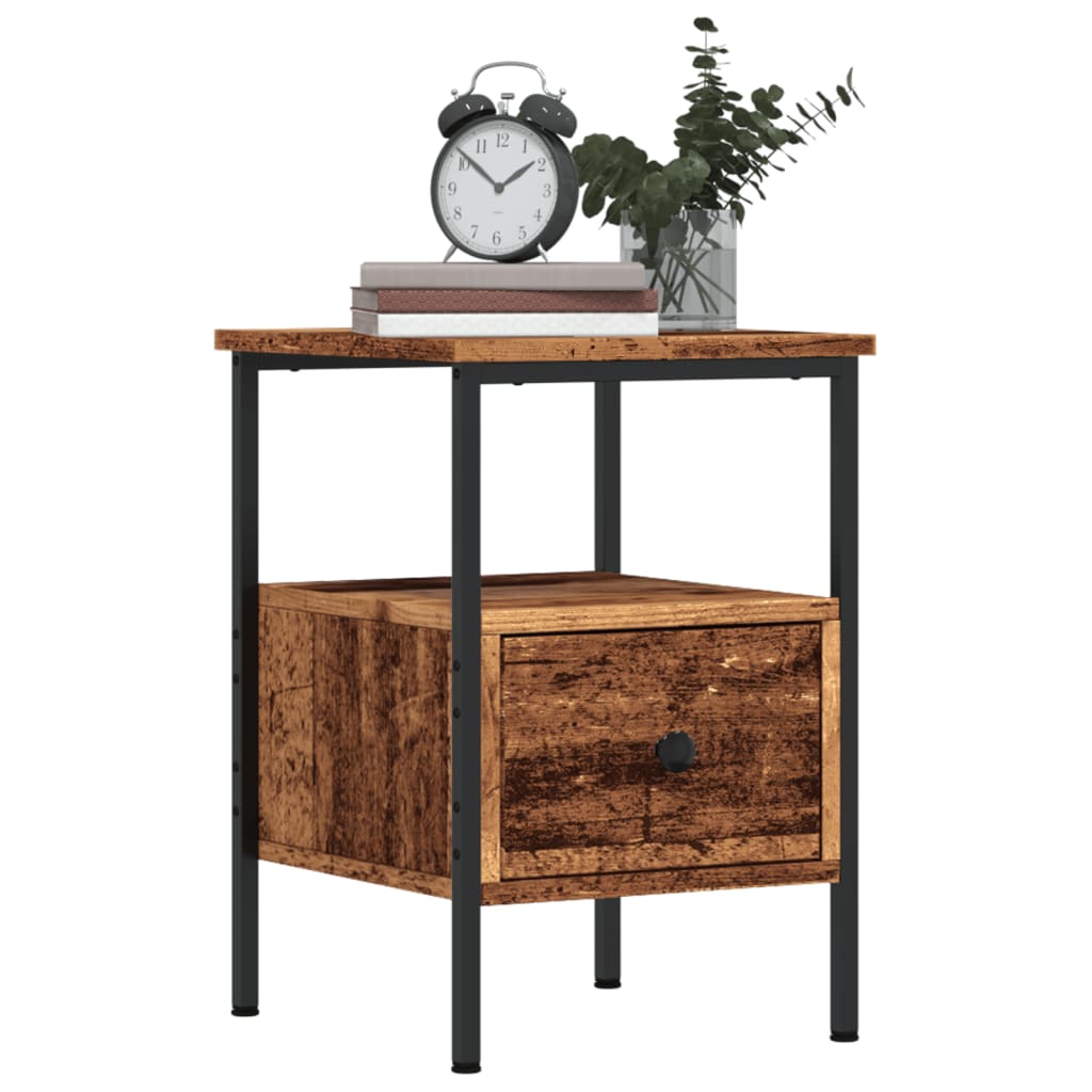 Nachtkastje Ellis - bewerkt hout - Oud hout