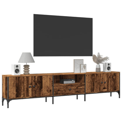 Tv-meubel Boaz - 200x25x44 cm - met lade - oud hout