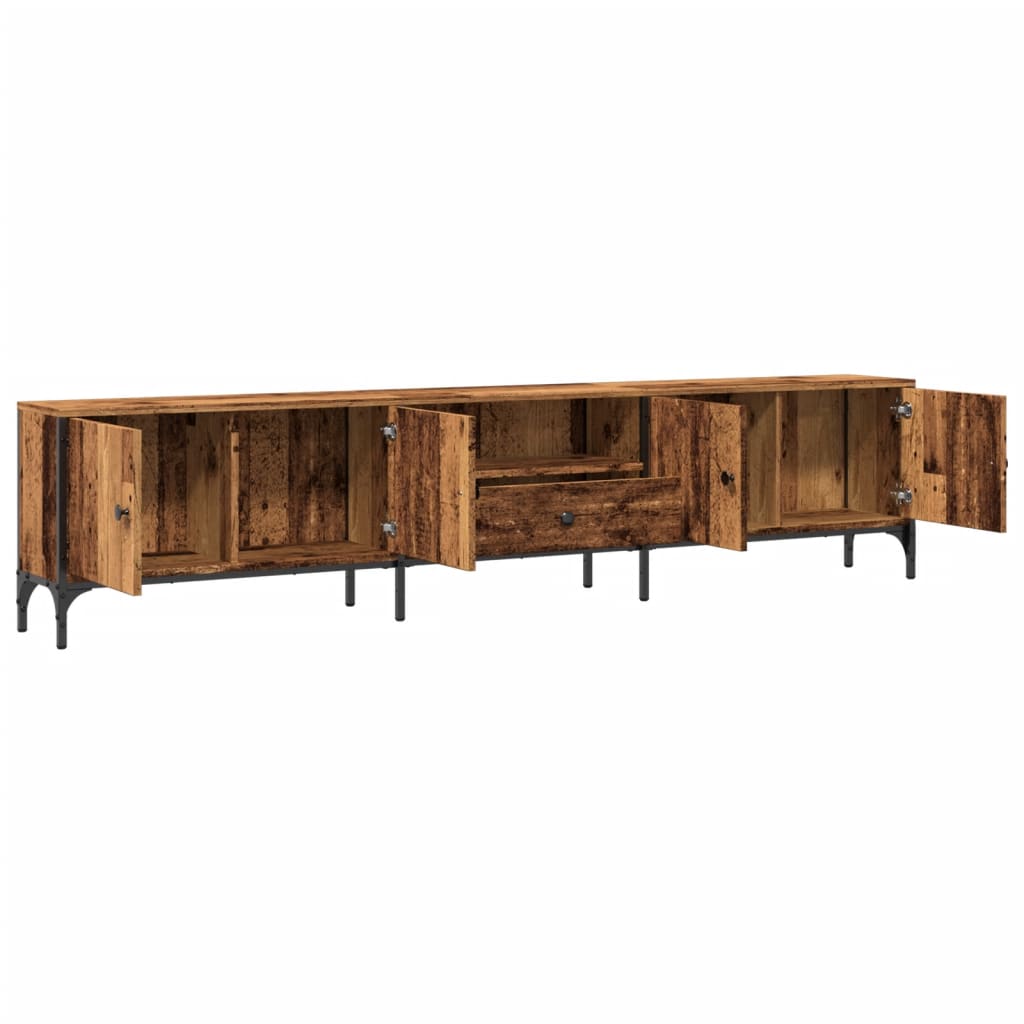 Tv-meubel Boaz - 200x25x44 cm - met lade - oud hout
