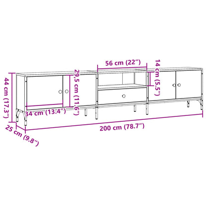 Tv-meubel Boaz - 200x25x44 cm - met lade - oud hout