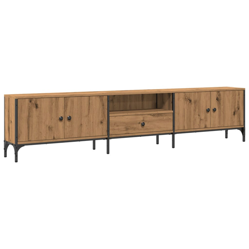 Tv-meubel Boaz - 200x25x44 cm - met lade - artisanaal eiken – extra afbeelding