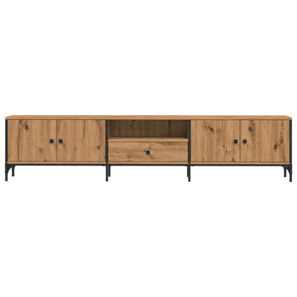 Tv-meubel Boaz - 200x25x44 cm - met lade - artisanaal eiken