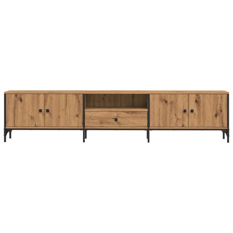 Tv-meubel Boaz - 200x25x44 cm - met lade - artisanaal eiken