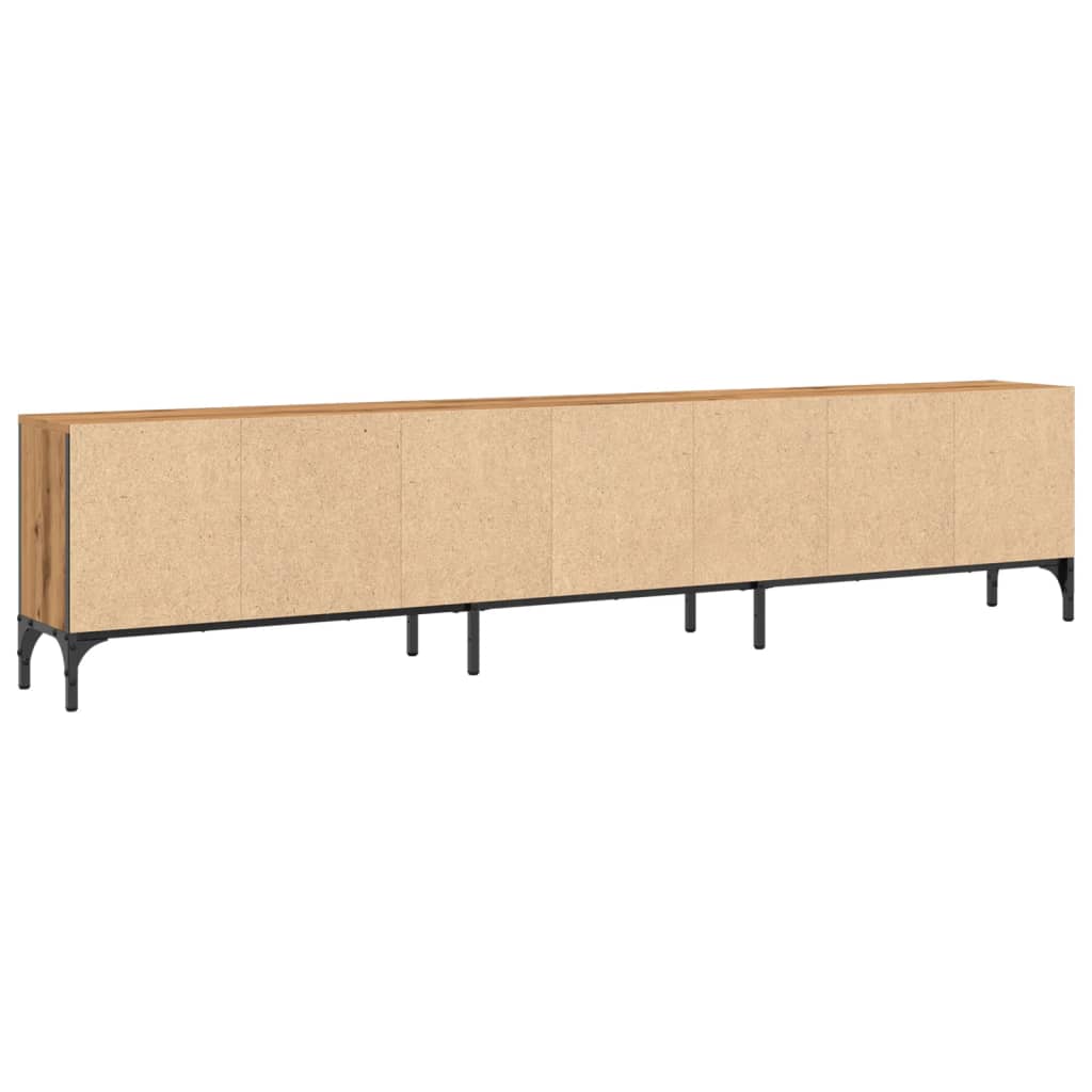 Tv-meubel Boaz - 200x25x44 cm - met lade - artisanaal eiken