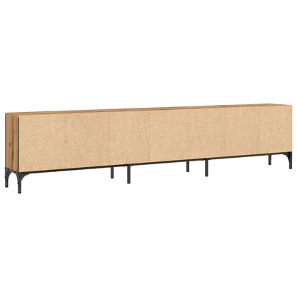 Tv-meubel Boaz - 200x25x44 cm - met lade - artisanaal eiken
