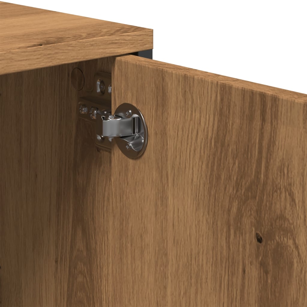 Tv-meubel Boaz - 200x25x44 cm - met lade - artisanaal eiken